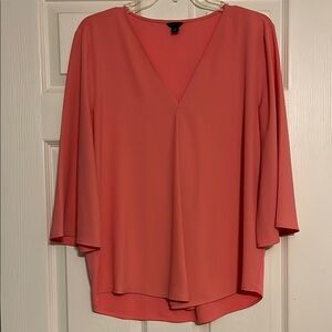 Ann Taylor Asymmetrical coral 3/4 Sleeve Blouse